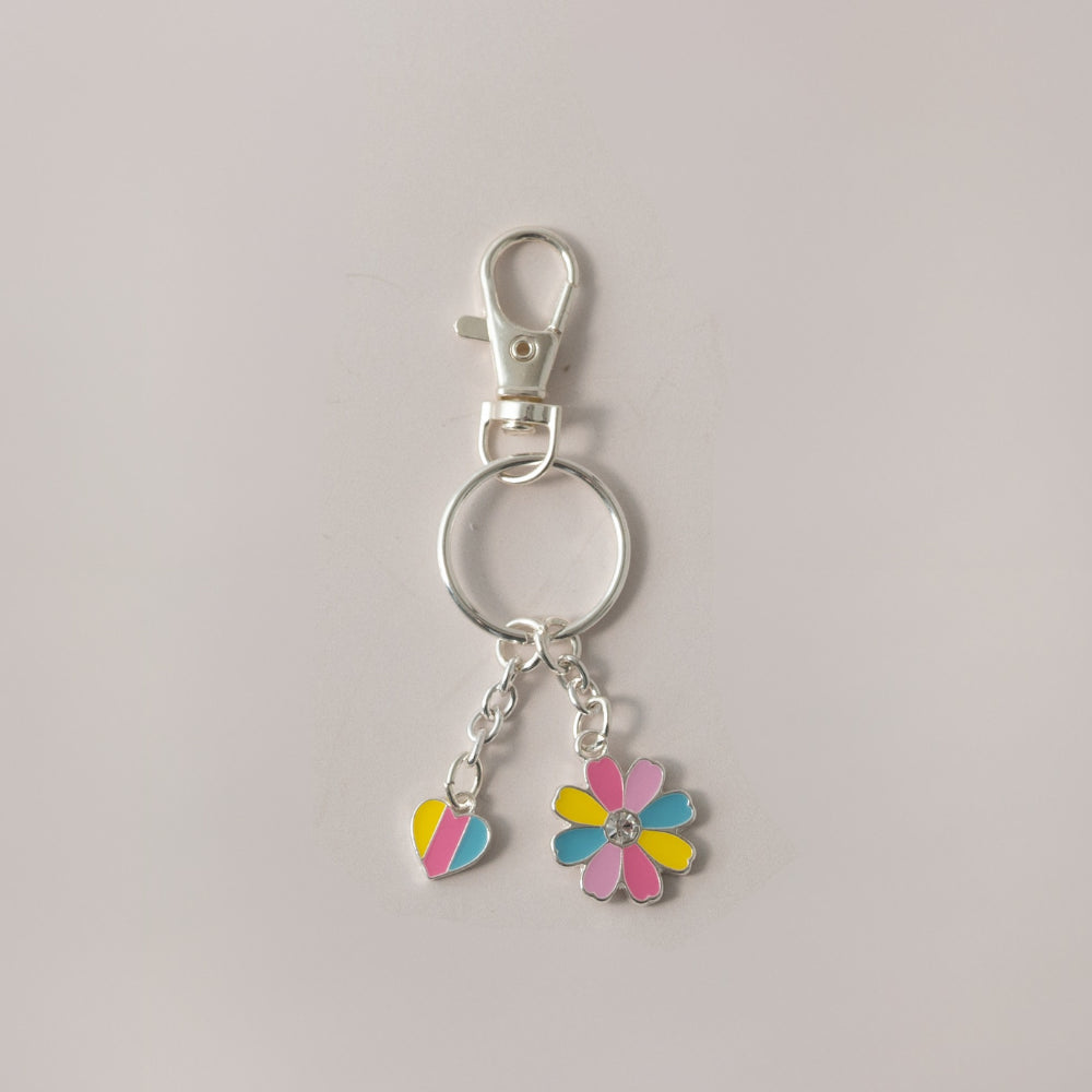 Keychain Enamel Flower/Heart - RAINBOW